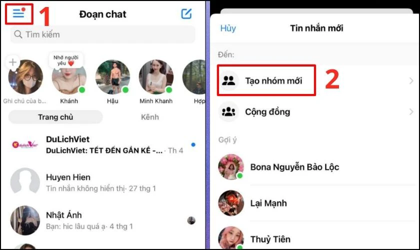 Cách tạo nhóm chat trên Messenger iPhone