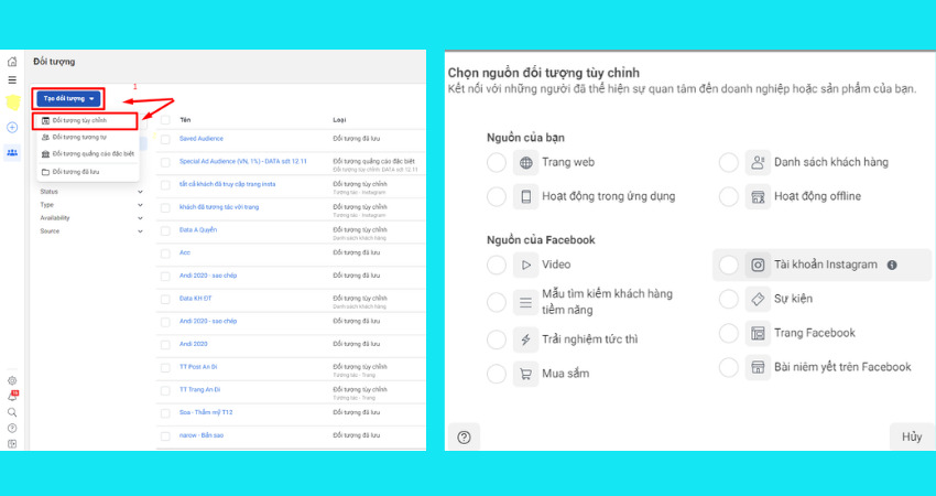 Cách tạo đối tượng quảng cáo trên Facebook với tệp tùy chỉnh bước 2
