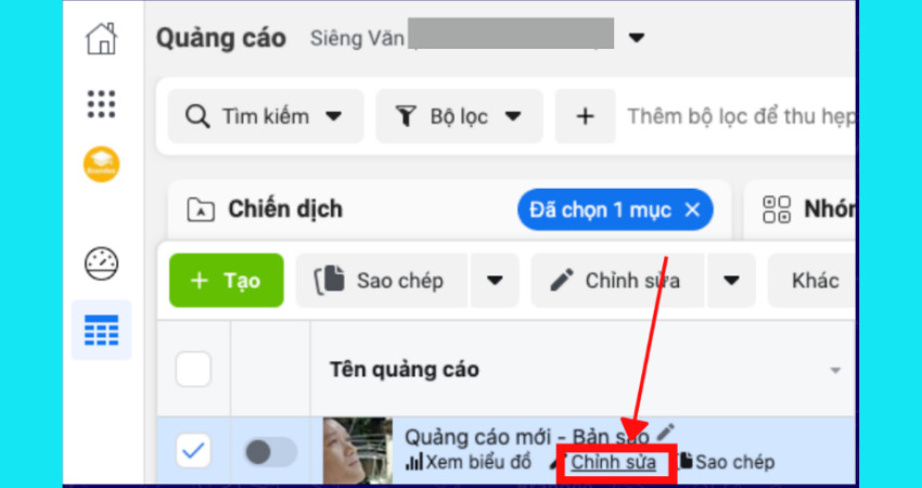 Cách sao chép chiến dịch quảng cáo Facebook bằng cách vào trình quản lý bước 4