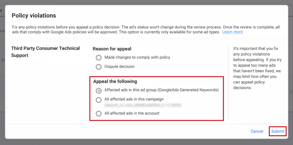 Criteria for choosing an Agency to renting a Google account violates policy