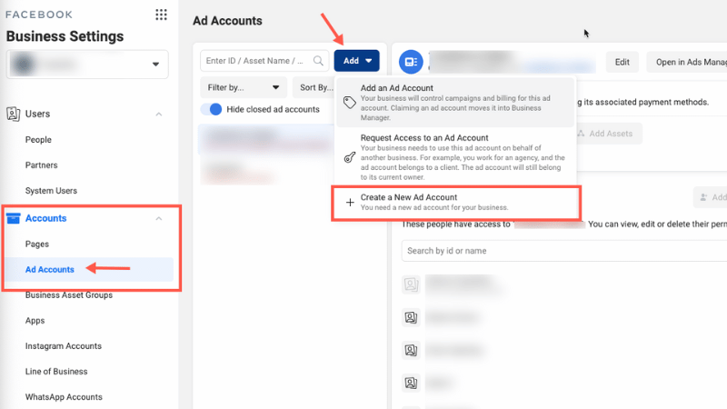 New ad account
