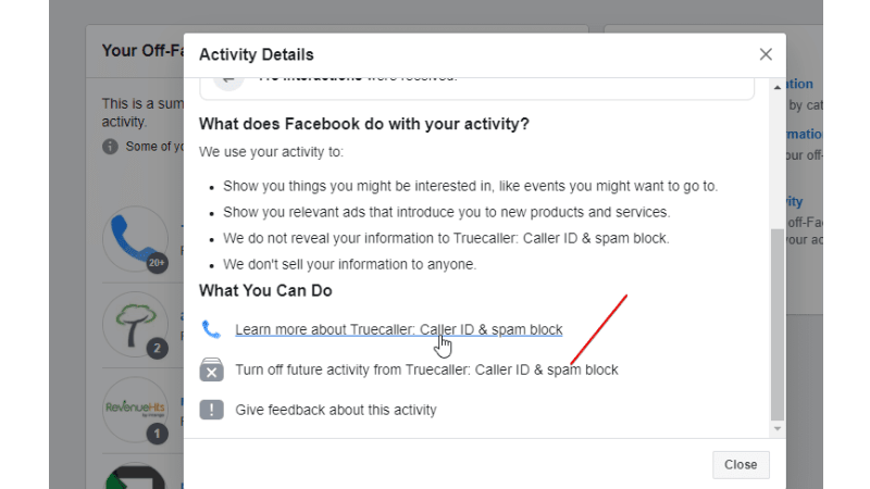 Where is ad activity on Facebook recorded?