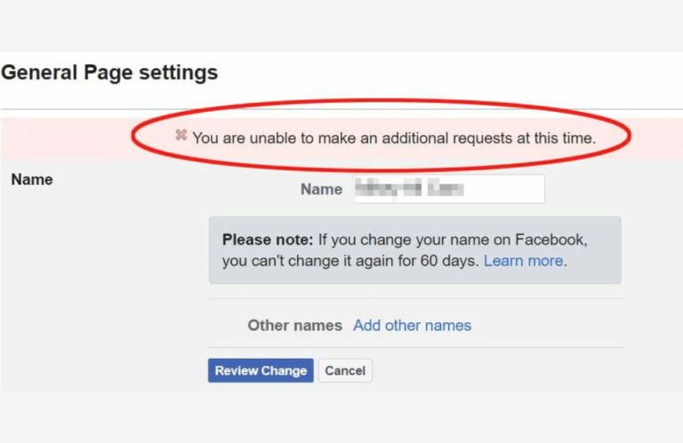 How to fix the error when you cannot rename your Facebook Page
