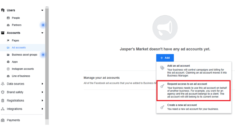 Scenarios requiring access to Facebook Ads Manager