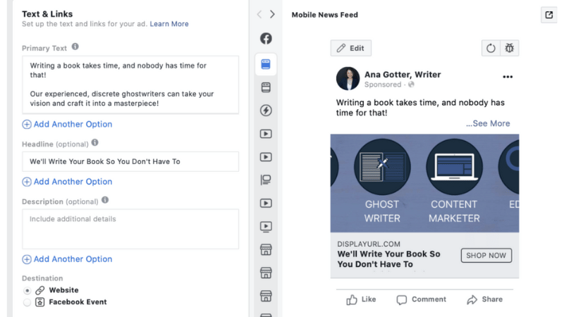 Why does headline length determine the success or failure of a Facebook ad?