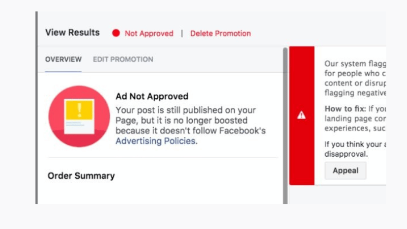 How to fix a Facebook ad not approved