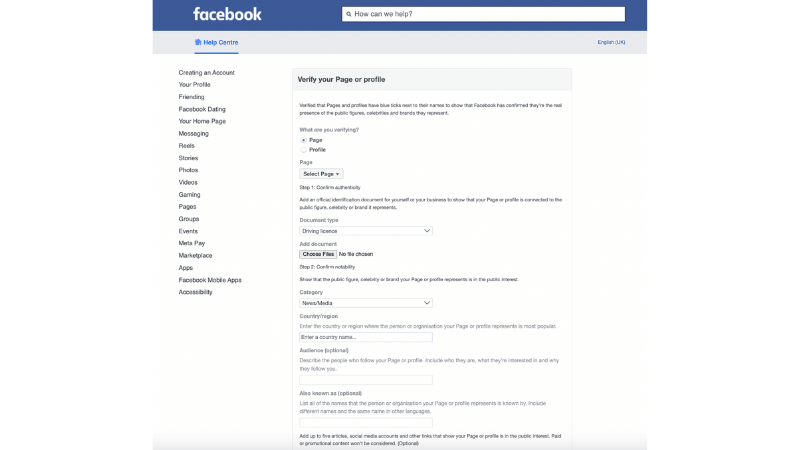 Documents Facebook requires for emergency verification