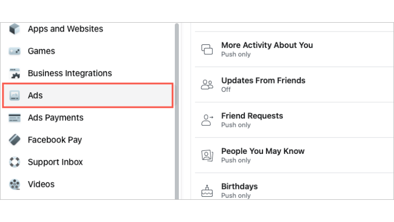 Inside ad preferences settings