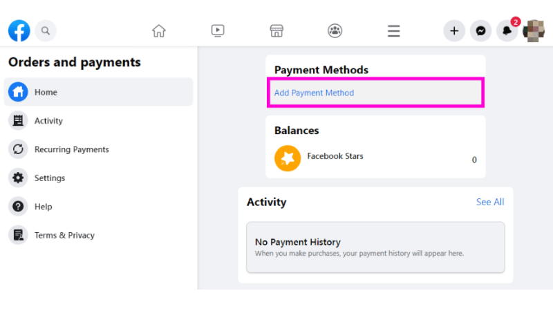 When should you remove the payment method from a Facebook ad account?