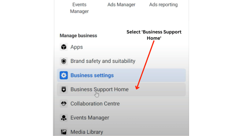 Open Business Support Home to check warnings