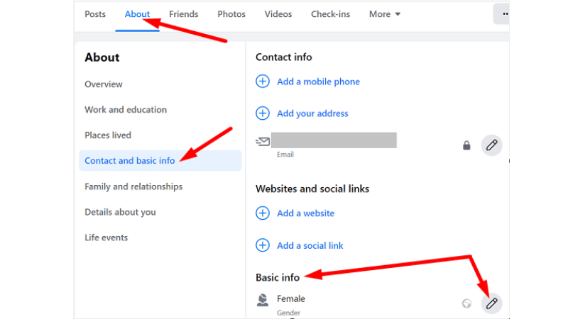 Re-check the gender in the Facebook about section