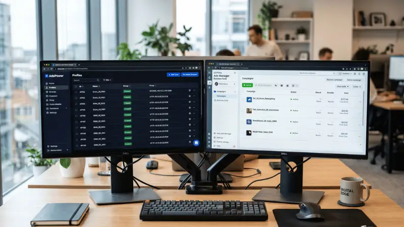 Professional-agency-infrastructure-using-anti-detect-browsers-and-clean-proxies-for-crypto-ads