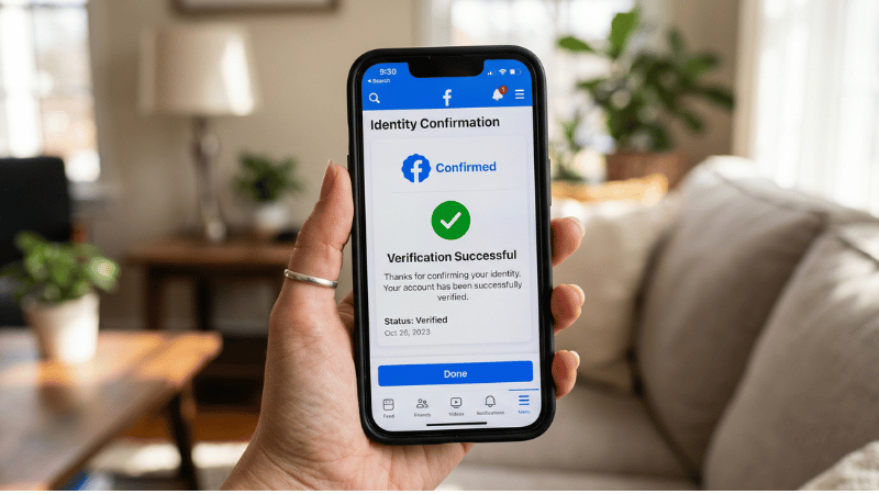 Smartphone-showing-Facebook-identity-confirmation-verified-status
