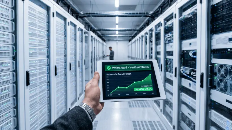 High-trust whitelisted Facebook agency account infrastructure for crypto